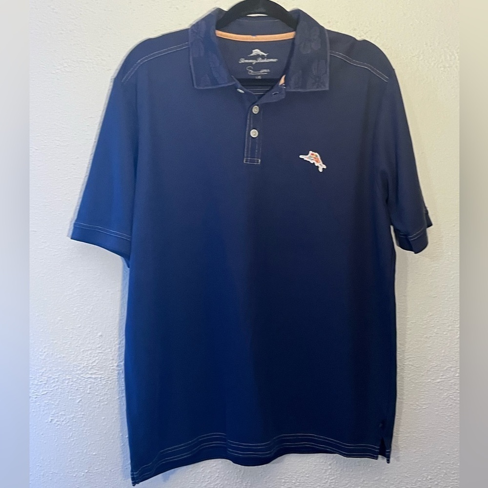 Tommy Bahama Polo Shirt Mens Large Blue Supima Golf Rugby Casual Office Travel